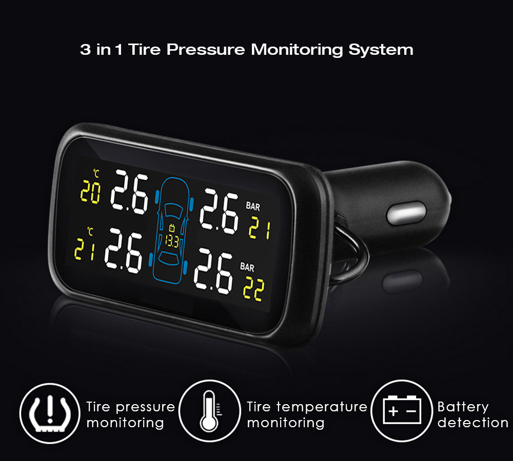 Pershn U903 TPMS Tire Pressure Monitoring System with Four External Sensors 
