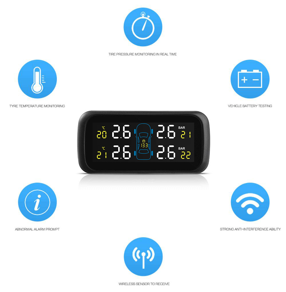 Pershn U903 TPMS Tire Pressure Monitoring System with Four External Sensors 